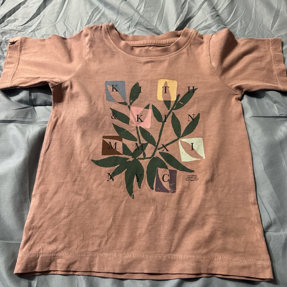 Kith Kids Graphic Tee in Brown with Leaf Design